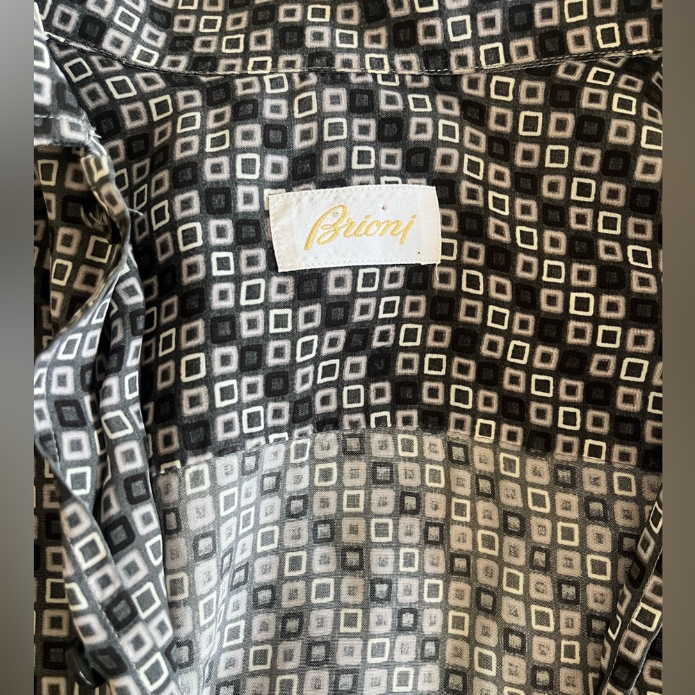 Brioni Monochrome Geometric Men's Shirt